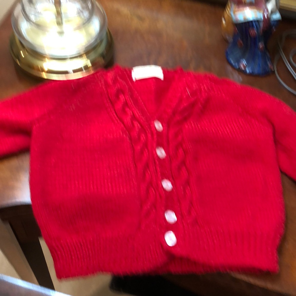 Knit Cable Cardigan/Matching Cap